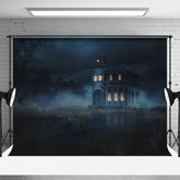 Aperturee - The Lighted Cabin On A Spooky Night Halloween Backdrop